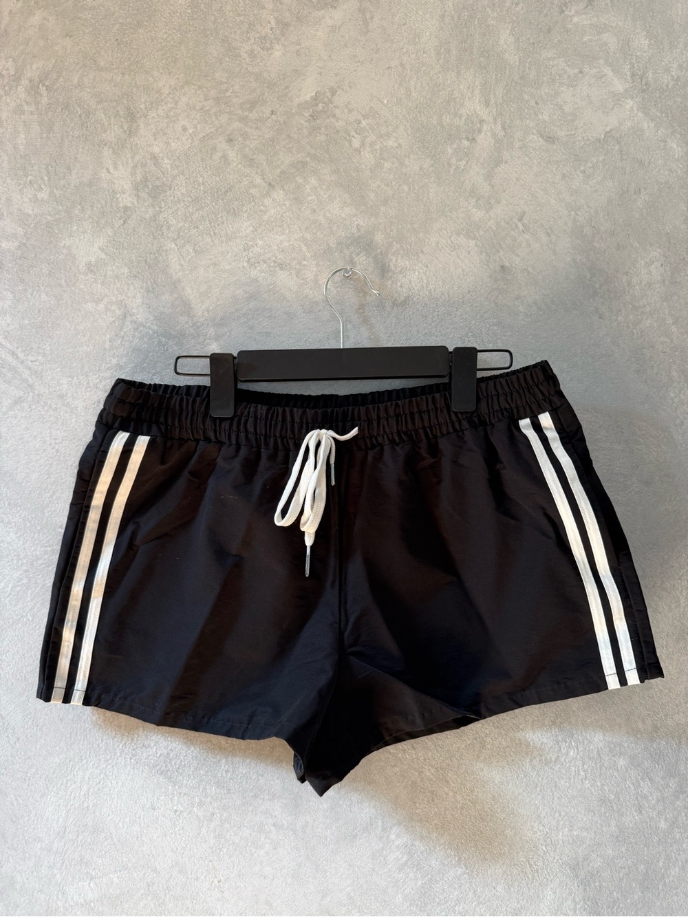 Women's Black Athletic Shorts with White Side Stripes